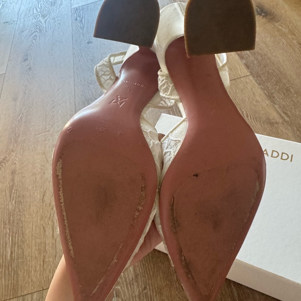 Amina Muaddi Holli Lace Slingback Pumps - Picture 3 of 6